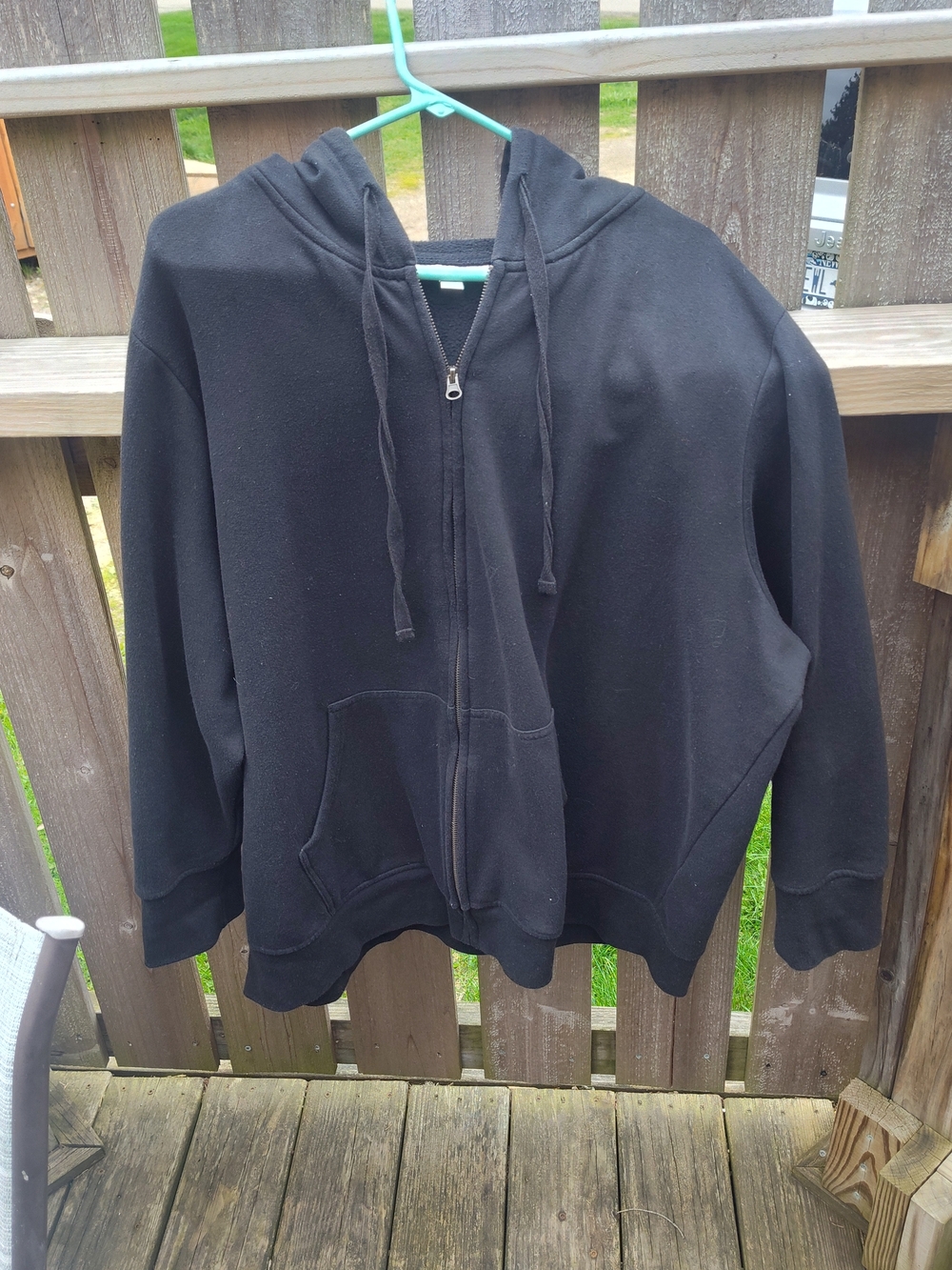 Woman Within Black Full-Zip Hoodie with Brass Zipper
